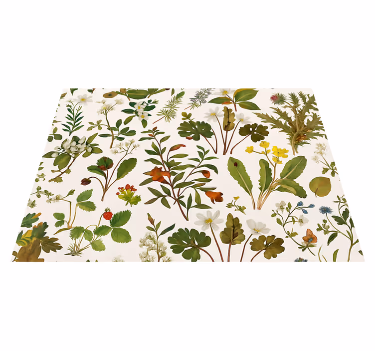Vinyl teppich schlafzimmer botanisches design weiß - TenStickers