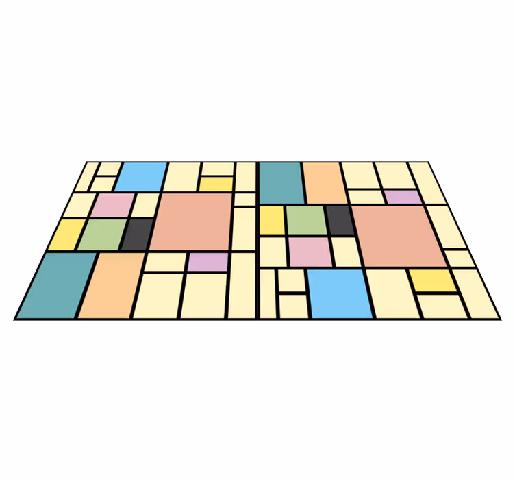 Vinyl teppich geometrisch in patchwork farbblöcken - TenStickers