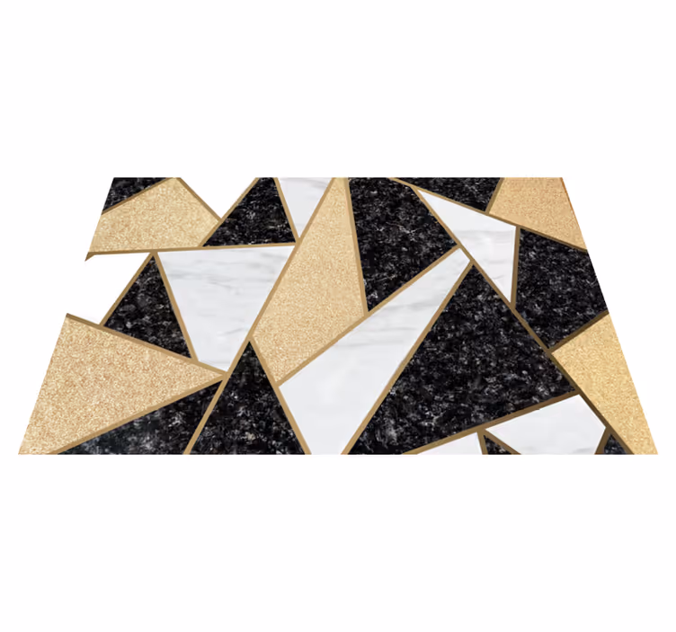 Vinyl teppich geometrisch marmor schwarz-weiß fliesen - TenStickers