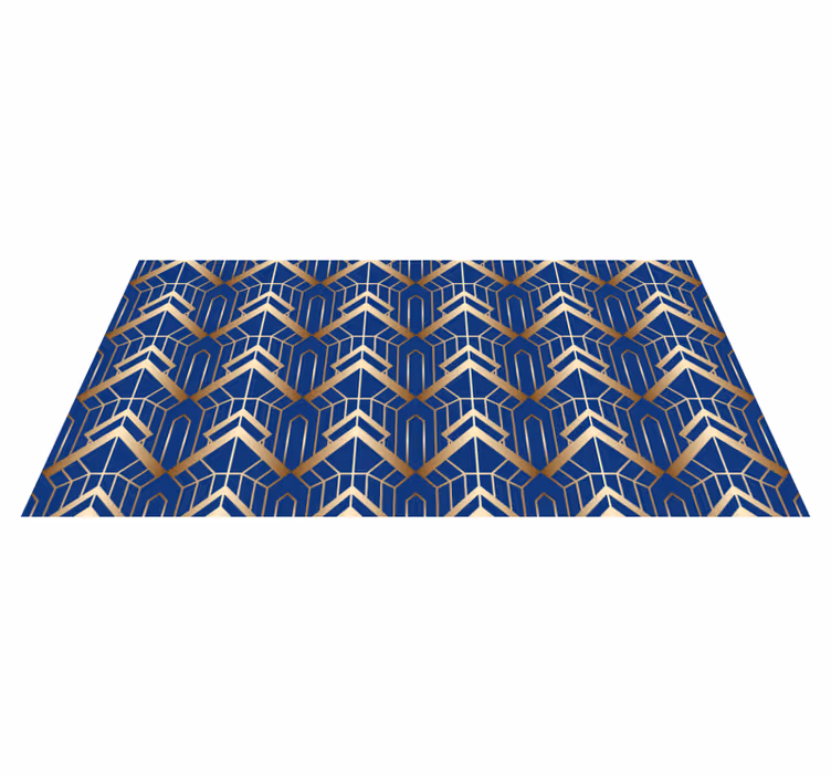 Vinyl teppich geometrisch modernes kunstmuster blau gold - TenStickers