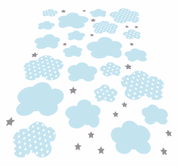 Vinyl teppich kinderzimmer blaue wolken und graue sterne - TenStickers