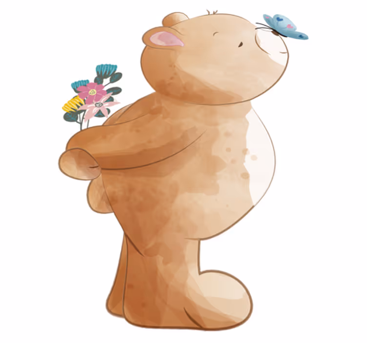 Vinyl teppich kinderzimmer mit bär und schmetterling - TenStickers
