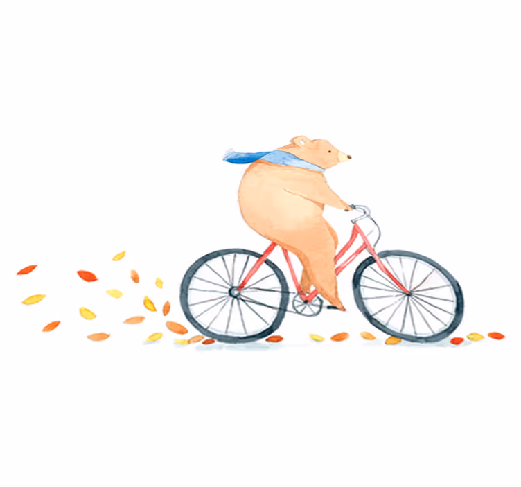 Vinyl teppich kinderzimmer bär auf dem fahrrad - TenStickers