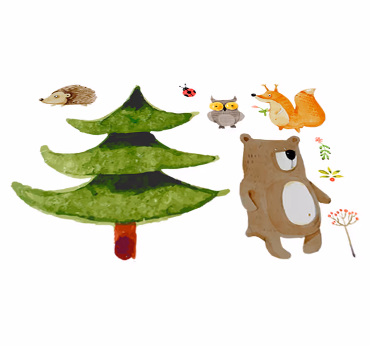Vinyl teppich kinderzimmer mit wilden waldtieren - TenStickers