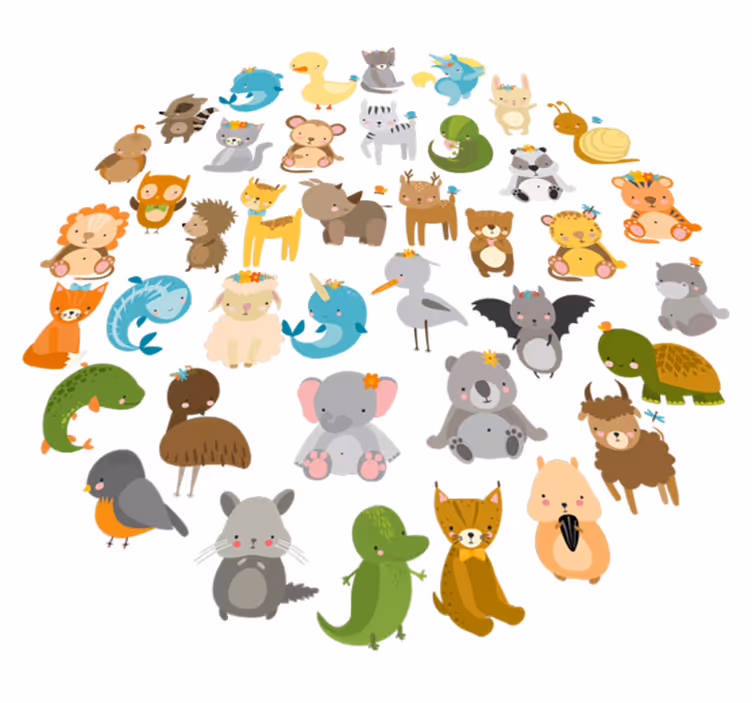 Vinyl teppich kinderzimmer mit zoo tieren - TenStickers