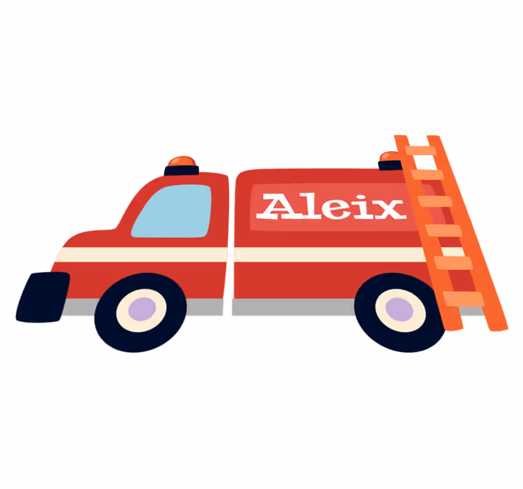 Vinyl teppich kinderzimmer feuerwehrwagen personalisiert - TenStickers