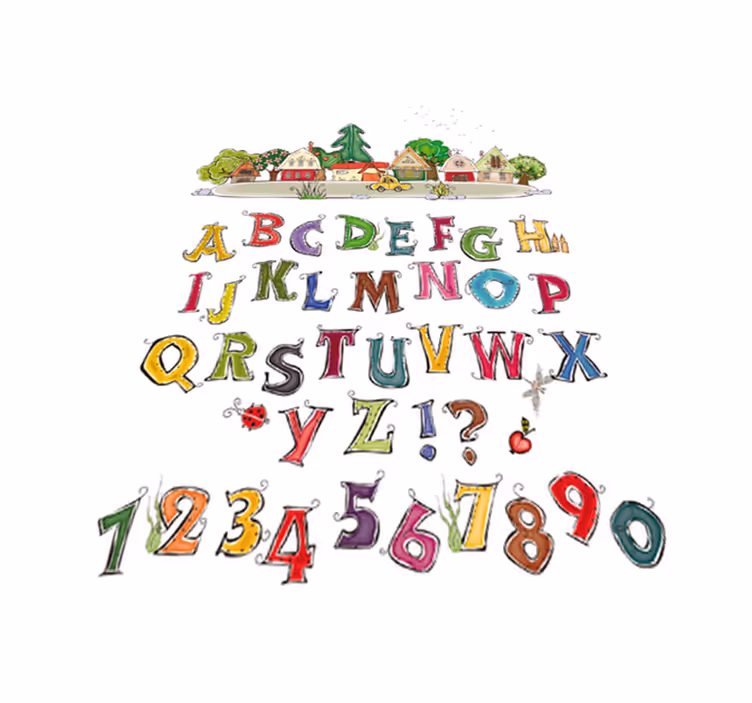 Vinyl teppich kinderzimmer mit buntem alphabet und zahlen - TenStickers