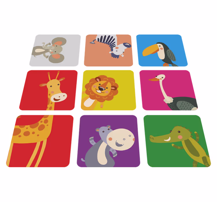 Vinyl teppich kinderzimmer mit bunten tieren - TenStickers