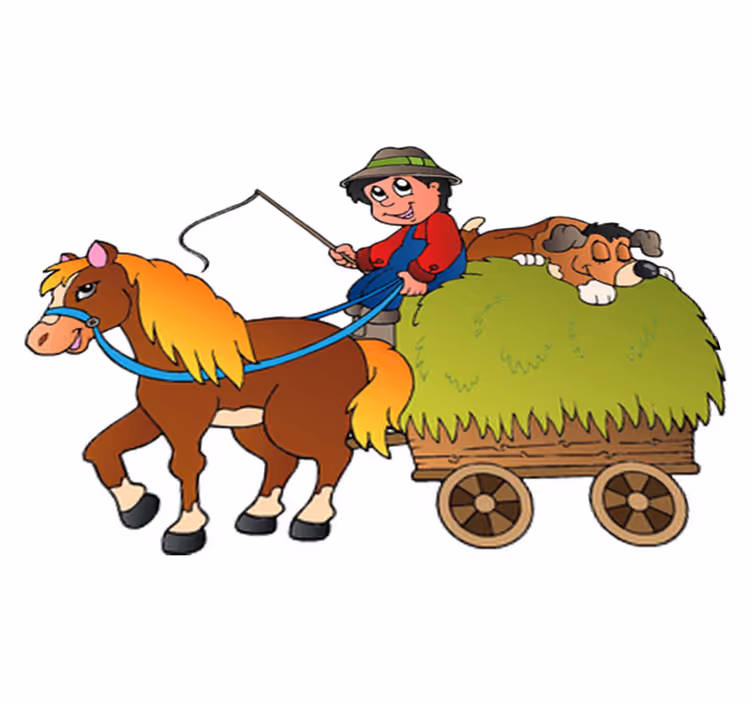 Vinyl teppich kinderzimmer mit schaukelpferd und wagen - TenStickers