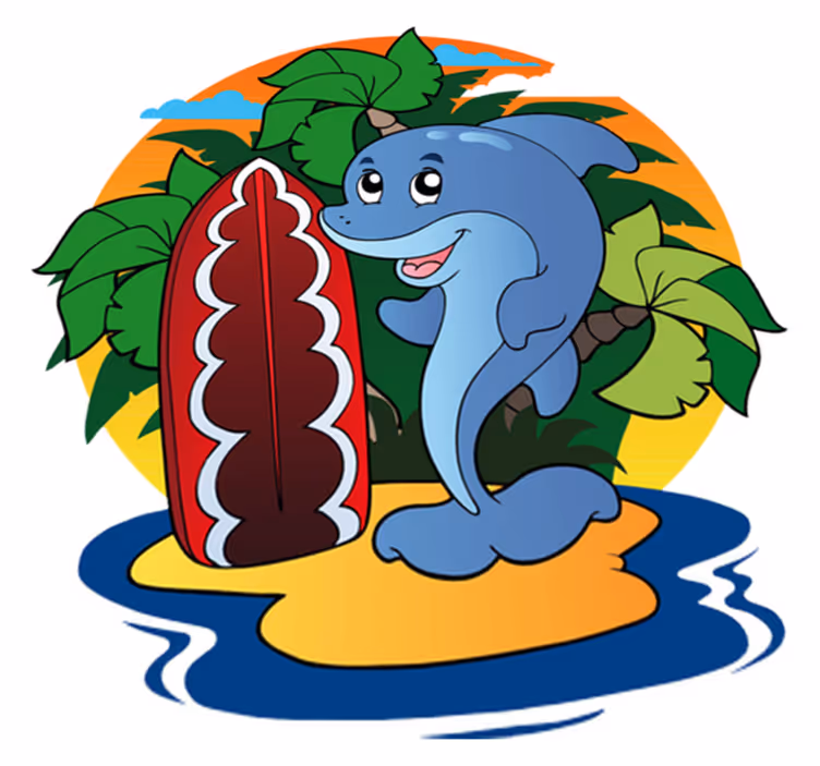 Vinyl teppich kinderzimmer surfender delfin - TenStickers