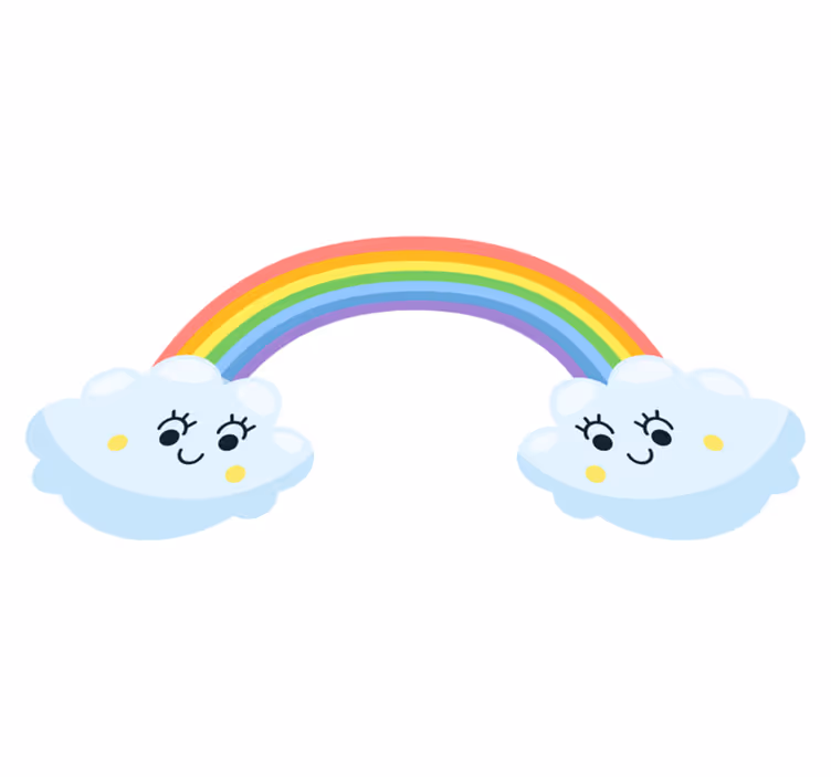 Vinyl teppich kinderzimmer mit süßen wolken und regenbogen - TenStickers