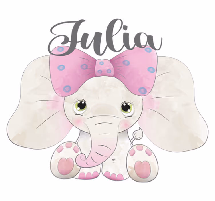 Vinyl teppich kinderzimmer elefant mit baby und name - TenStickers