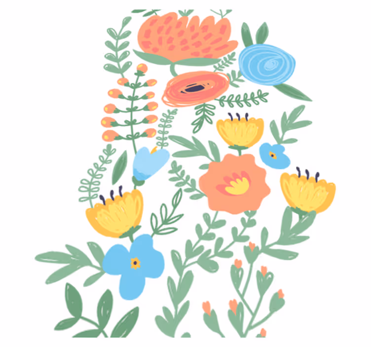 Vinyl teppich kinderzimmer mit floralen türaufklebern - TenStickers