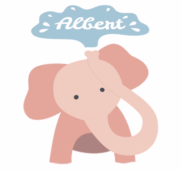 Vinyl teppich kinderzimmer mit namen baby-elefant - TenStickers
