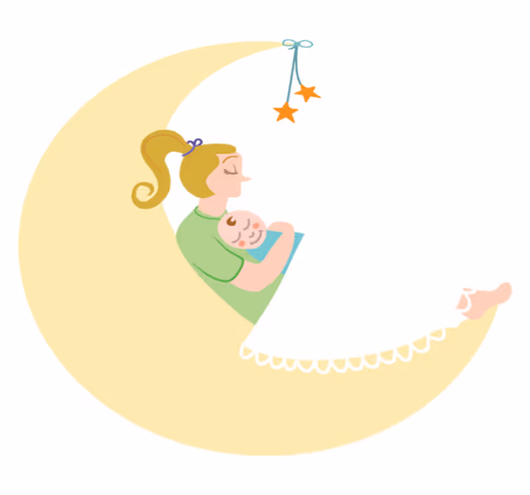 Vinyl teppich kinderzimmer mama und baby auf dem mond - TenStickers