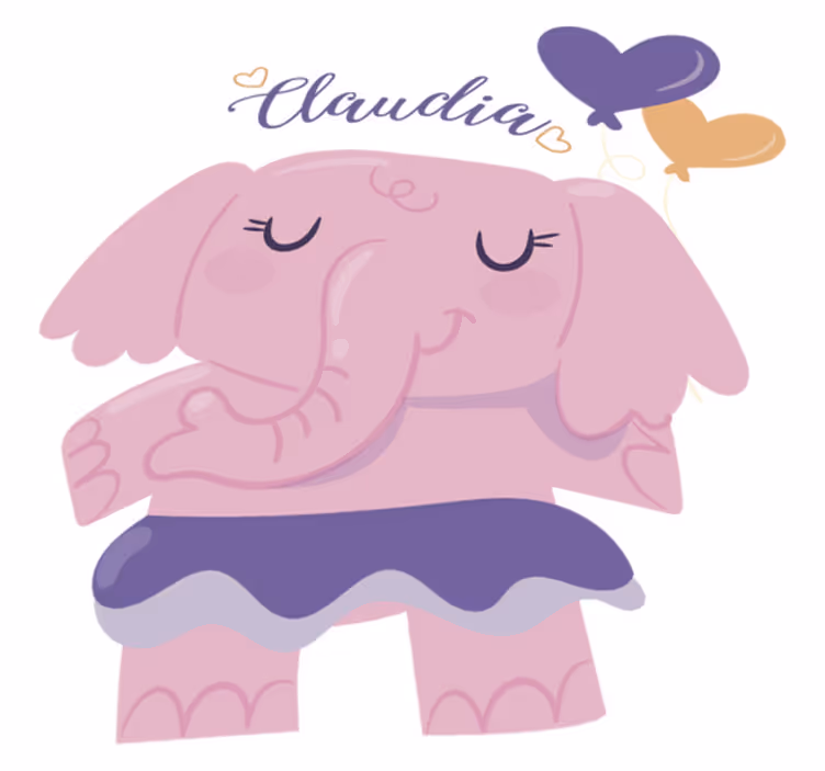 Vinyl teppich kinderzimmer rosa elefant mit namen - TenStickers
