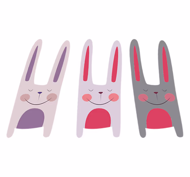 Vinyl teppich kinderzimmer mit drei glücklichen hasen - TenStickers