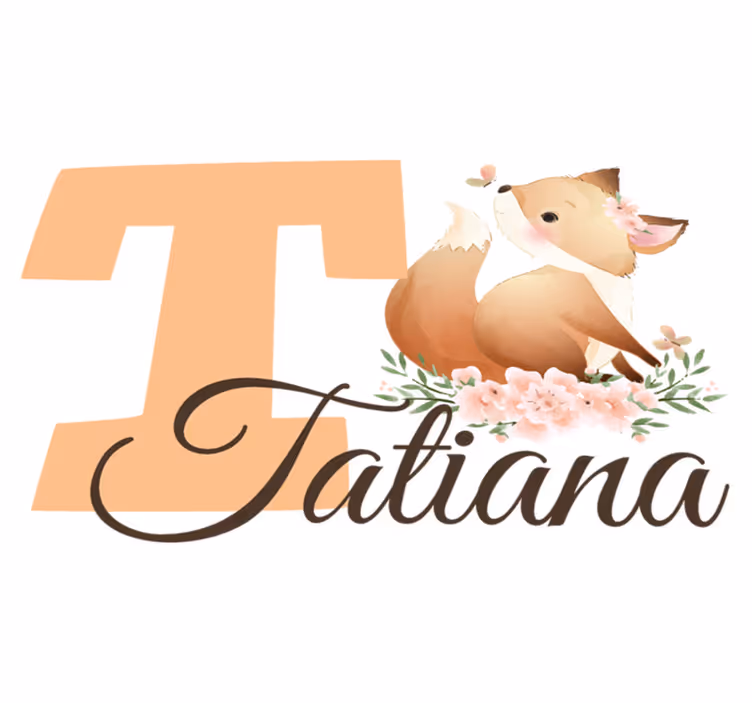 Vinyl teppich kinderzimmer niedlicher fuchs mit name - TenStickers
