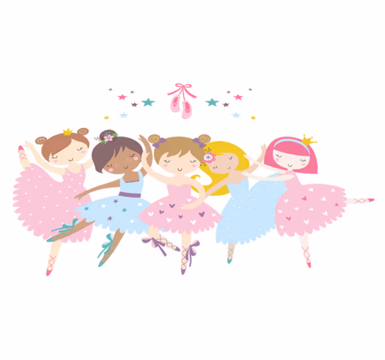 Vinyl teppich kinderzimmer bunte ballettsterne illustrierung - TenStickers