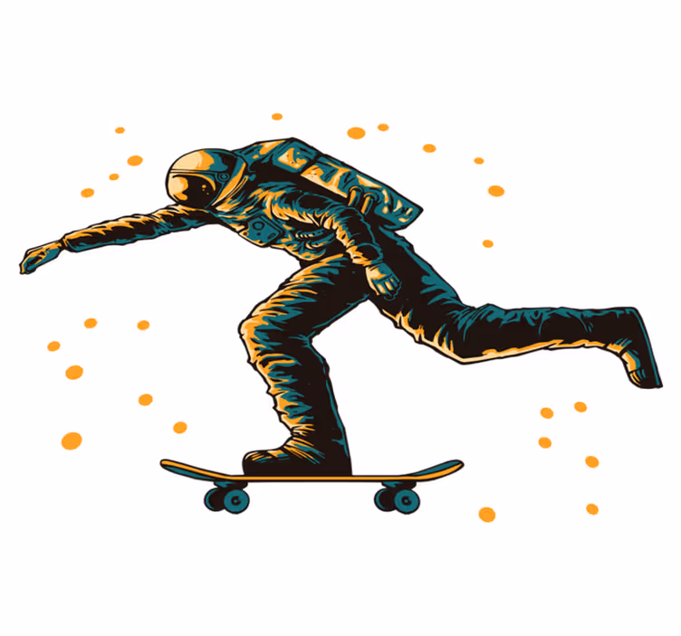 Vinyl teppich kinderzimmer astronaut auf skateboard - TenStickers