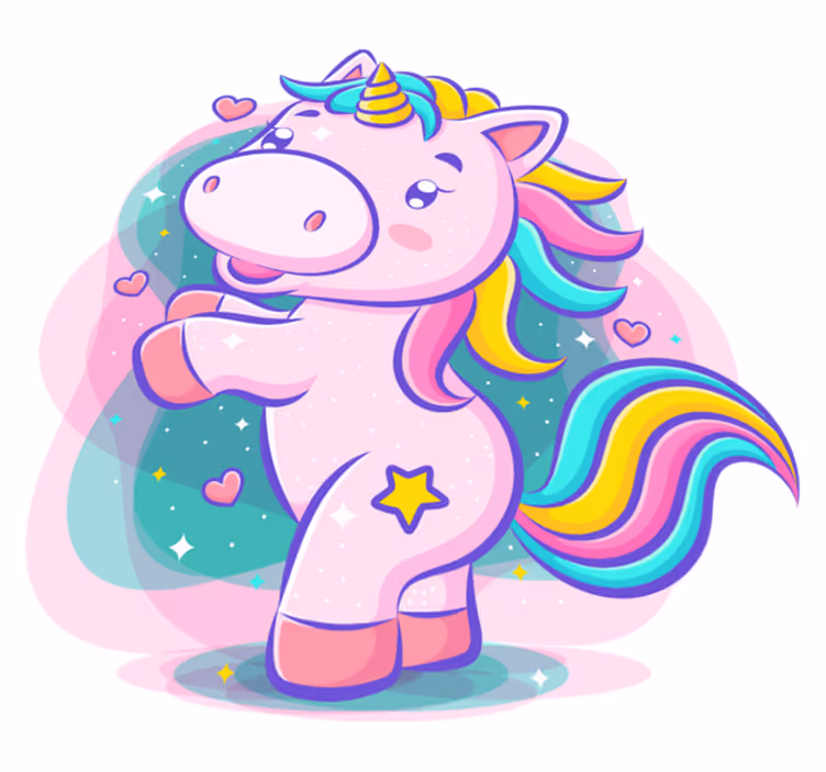 Vinyl teppich kinderzimmer mit buntem einhorn lächeln - TenStickers