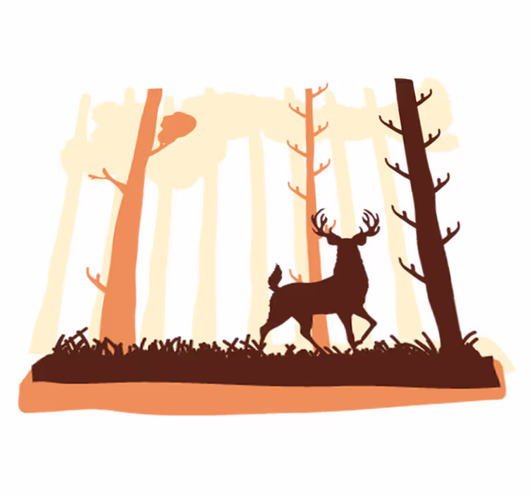Vinyl teppich schlafzimmer wald und rehe - TenStickers
