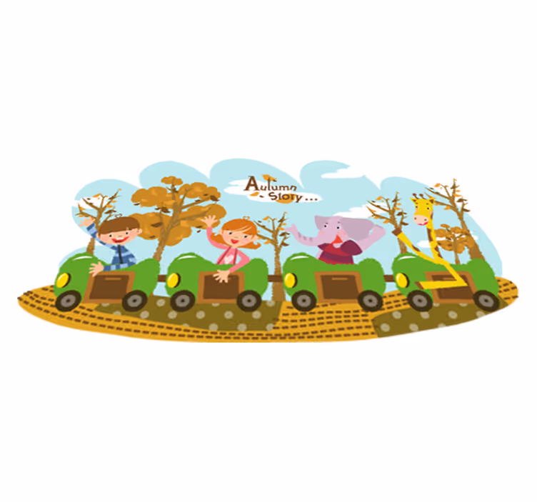 Vinyl teppich kinderzimmer zug im herbst - TenStickers