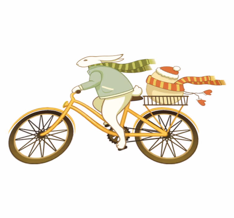 Vinyl teppich kinderzimmer osterhase auf dem fahrrad - TenStickers