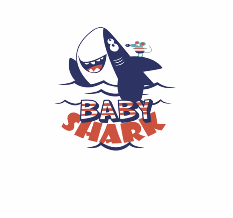 Vinyl teppich kinderzimmer mit baby hai - TenStickers