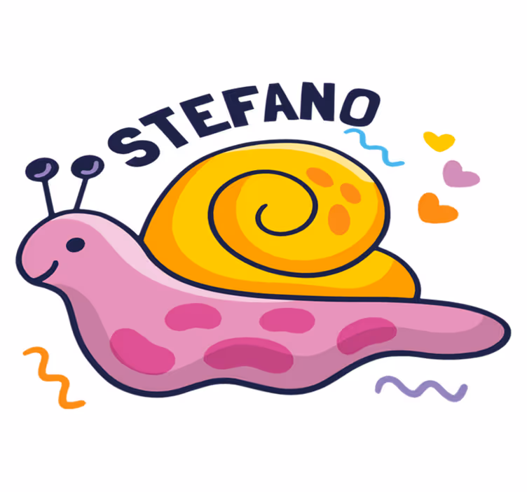 Vinyl teppich kinderzimmer bunte schnecke mit namen - TenStickers