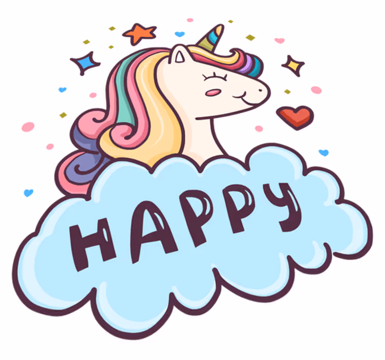 Vinyl teppich kinderzimmer einhornkopf in der wolke - TenStickers