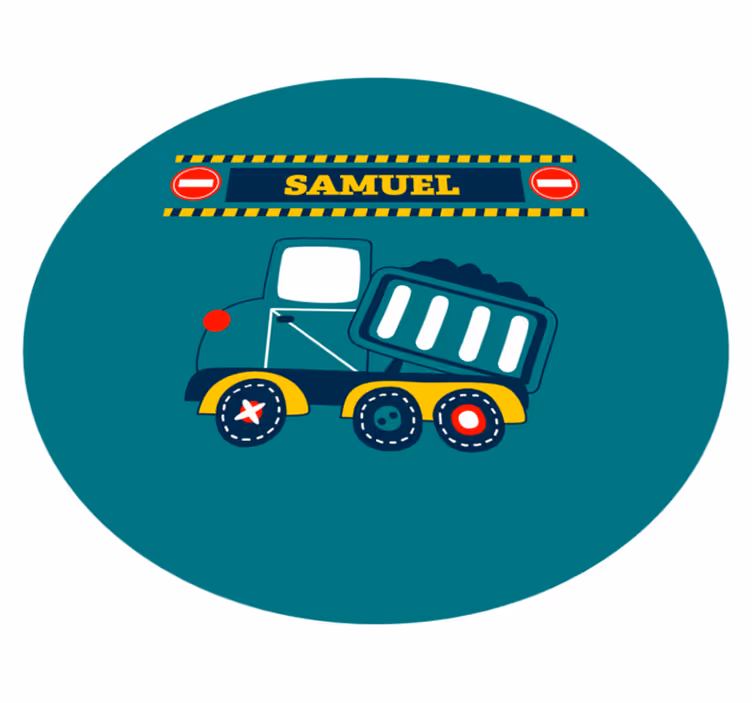 Vinyl teppich kinderzimmer mit personalisiertem baufahrzeug - TenStickers
