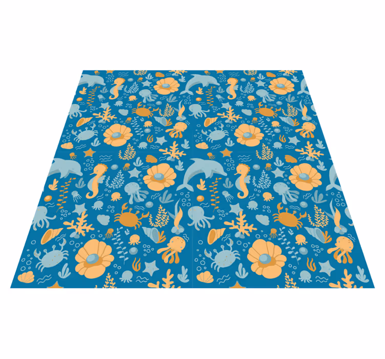 Vinyl teppich kinderzimmer mit meeres-cartoon - TenStickers