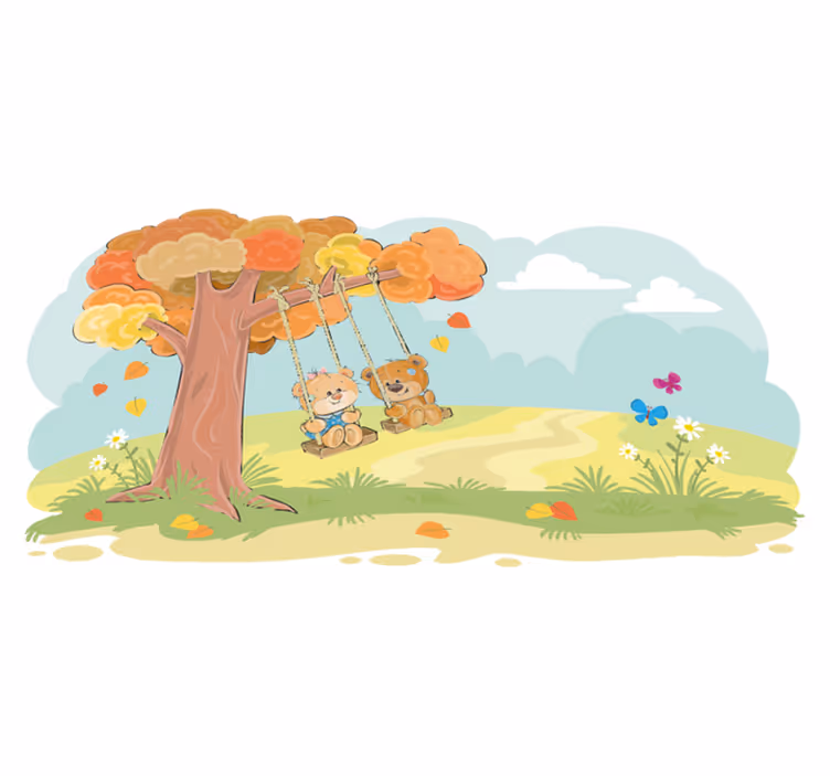 Vinyl teppich kinderzimmer bären im wald - TenStickers