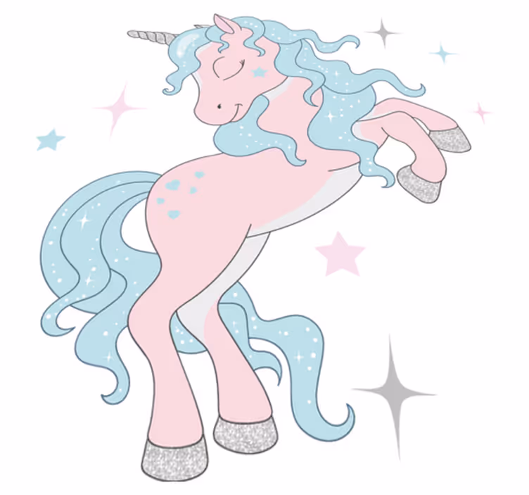 Vinyl teppich kinderzimmer mit glitzer einhorn-muster - TenStickers