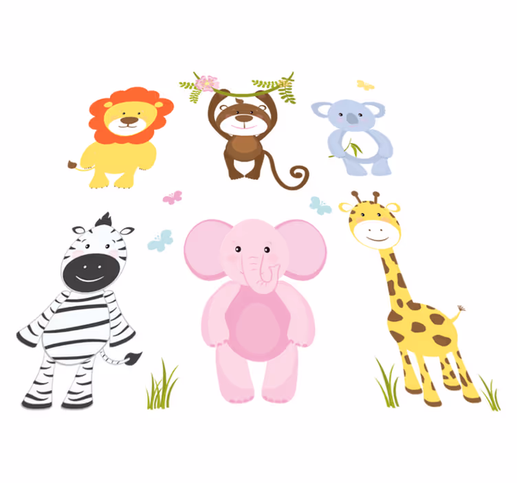 Vinyl teppich kinderzimmer bunte babytiere - TenStickers