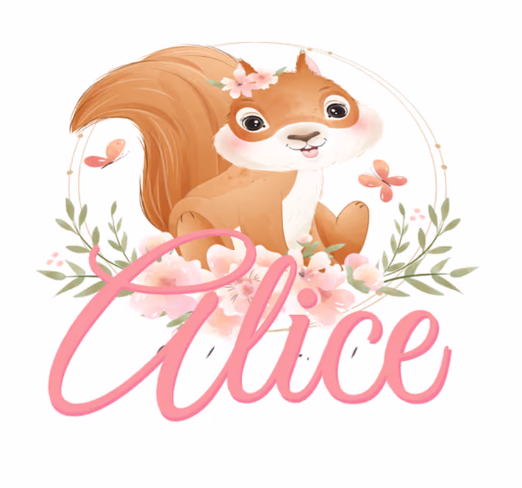 Vinyl teppich kinderzimmer süßes eichhörnchen mit name - TenStickers