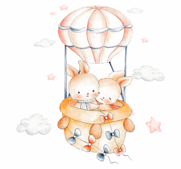 Vinyl teppich kinderzimmer mit luftballon hase - TenStickers