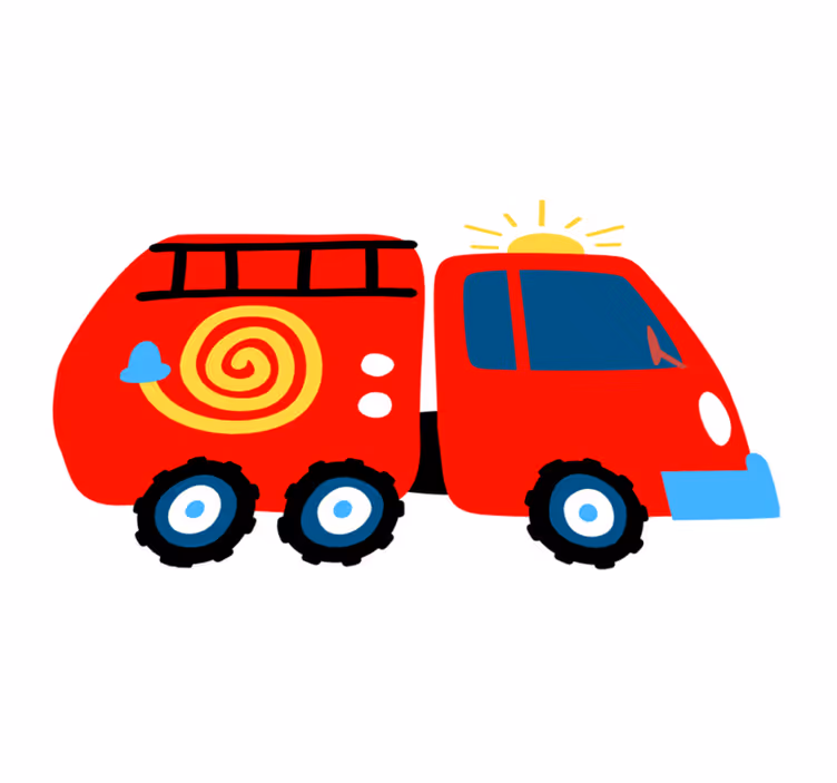 Vinyl teppich kinderzimmer lustiges rotes fahrzeug - TenStickers