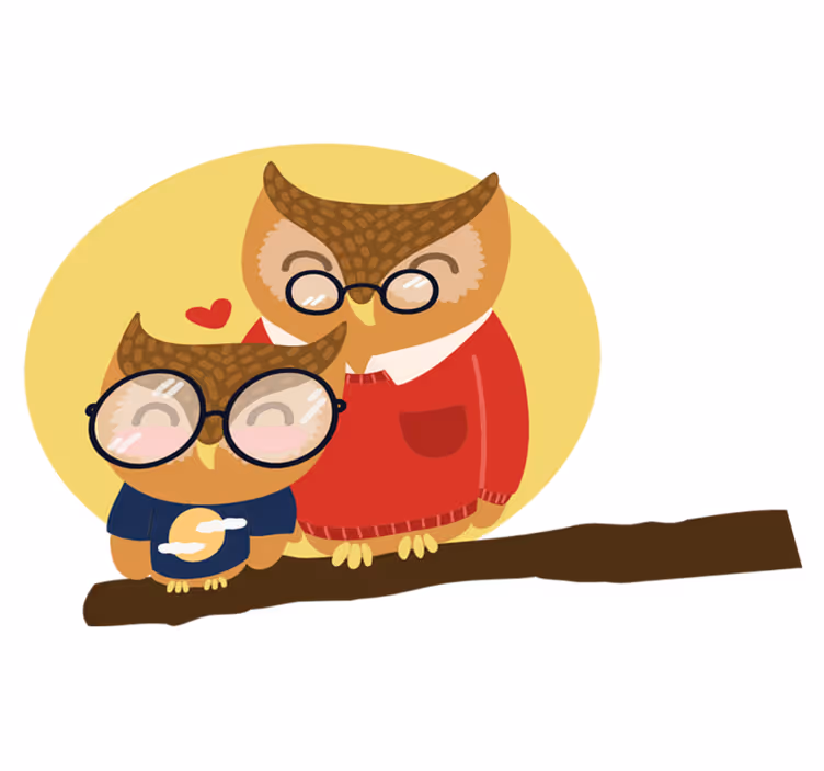 Vinyl teppich kinderzimmer sohn und vater eule - TenStickers