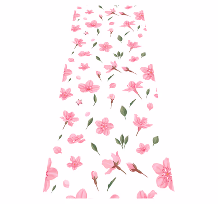 Vinyl teppich bad in aquarellpastell rosa blüten - TenStickers