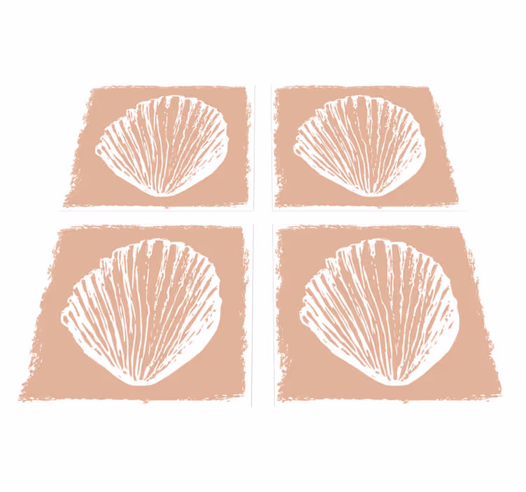 Vinyl teppich bad retro muschel muster beige fliesen - TenStickers