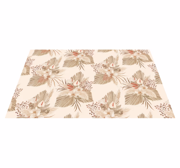 Vinyl teppich bad mit getrockneten blumen und pampasgras - TenStickers