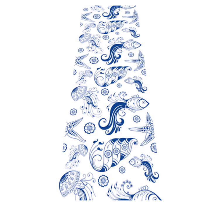Vinyl teppich bad mit ornamentalen meeresleben dusche - TenStickers