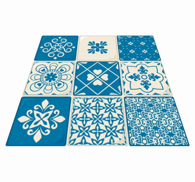 Vinyl teppich bad mit grau-blauem muster - TenStickers