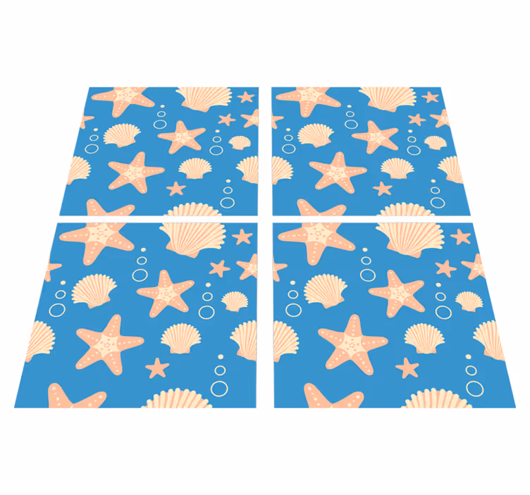 Vinyl teppich bad mit fischen und muscheln unterwasser - TenStickers