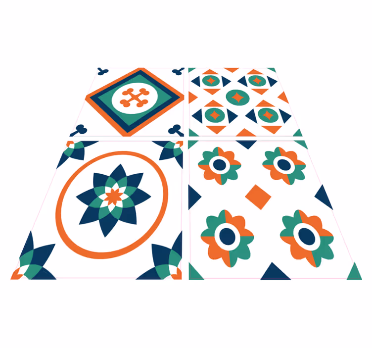 Vinyl teppich bad mit geometrischen fliesen - TenStickers