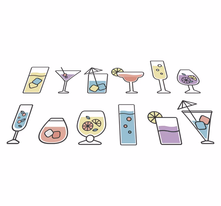 Vinyl teppich küche mit cocktail aufkleber - TenStickers