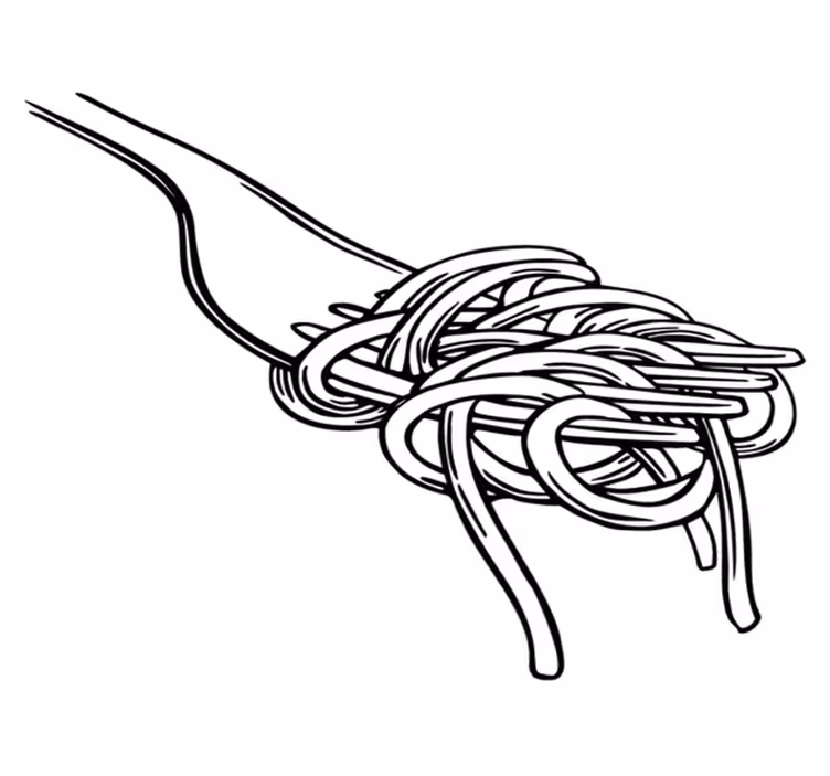 Vinyl teppich küche im stil einer spaghetti gabel - TenStickers