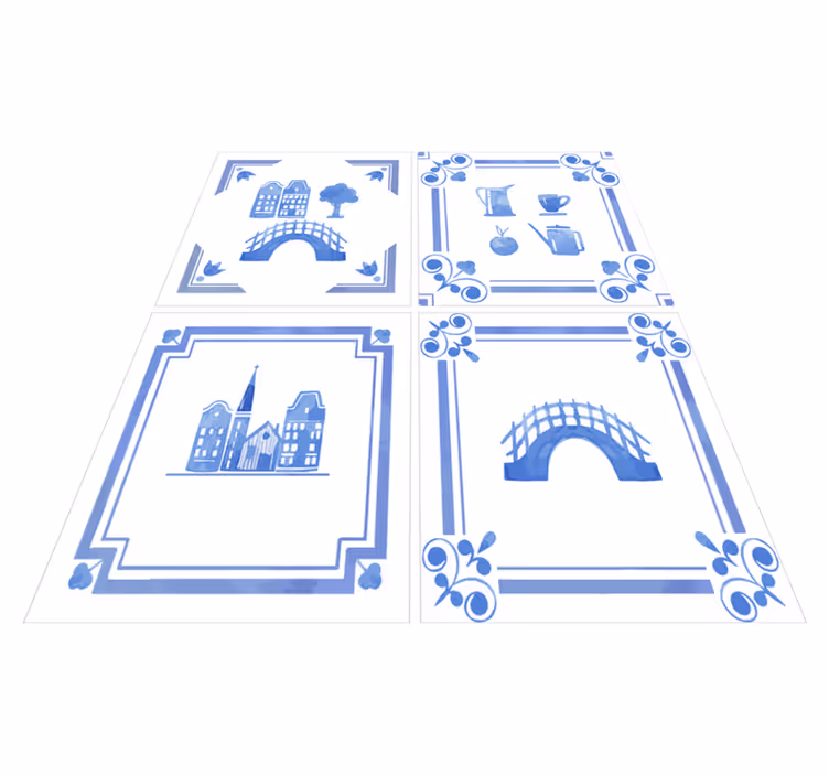 Vinyl teppich küche mit delftware niederländischen häusern - TenStickers